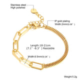 Paperclip Chain Bracelet for Women,Gold Color Stainless Steel Rectangle Link Bracelets,Cable Dainty Girls Layering Jewelry