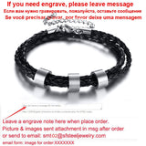 Personalized Mens Leather Bracelet with Custom Beads Braid Black Name Charm Bracelet for Men with Family Names