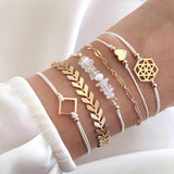 Tocona Bohemian Natural Stone Bead Bracelet Set for Women Luxury Gold Bracelets Female Gothic Indian Jewelry Accessories
