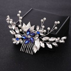 Aveuri Trendy Crystal Hair Comb Bride Tiara Wedding Hair Accessories Handmade Leaf Pearl Women Hairpins Bridal Hair Jewelry Headpiece