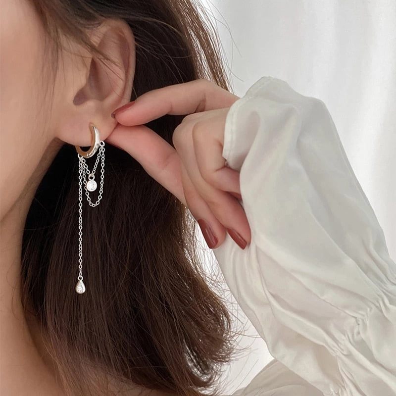 Christmas Gift Trendy Ear Cuff Long Tassel Earrings For Women Wedding Party Jewelry Oorbellen Pendientes eh1330