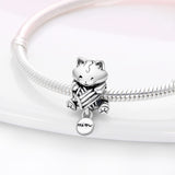 Silver Color charms beads fit Pandach original bracelet women Silver Color black pendant series diy jewelry hot sale 2023