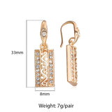 prom accessories prom accessories Aveuri Graduation gifts New Trend 585 Rose Gold CZ Stones Rectangle Dangle Earrings for Women Girls Natural Cubic Zircon Unusual Earrings Jewelry GE328