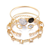 AVEURi 2023 Vintage Beads Chain Bracelets Bangles For Women Punk Fashion Gold Silver Color Wide Cuff Bangle Bracelet Sets Jewelry