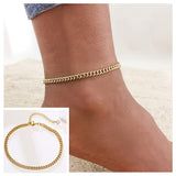 Stainless Steel Women Chain Anklet Summer Chevron Snake Chain Link Ankle Foot Bracelet Gift for Her