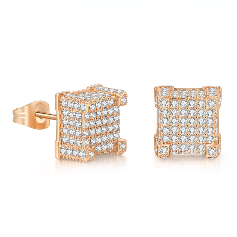 Aveuri Retro Stud Earrings Luxury For Men  Gold-color Punk Jewelry Iced Out Zircon Hip Hop Women's Accessories Wholesale OHE003