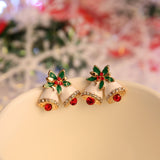 Christmas Gift  Christmas Stud Earrings Rhinestone Snowflake Elk Earrings Pendant Ear Jewelry Women Cute Christmas Festival New Year Gift