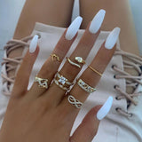 Aveuri Trendy New Ring Set For Women Round Charming Rings Set Chic Female Hot Sale Crystal Party Jewelry Bijoux Gift