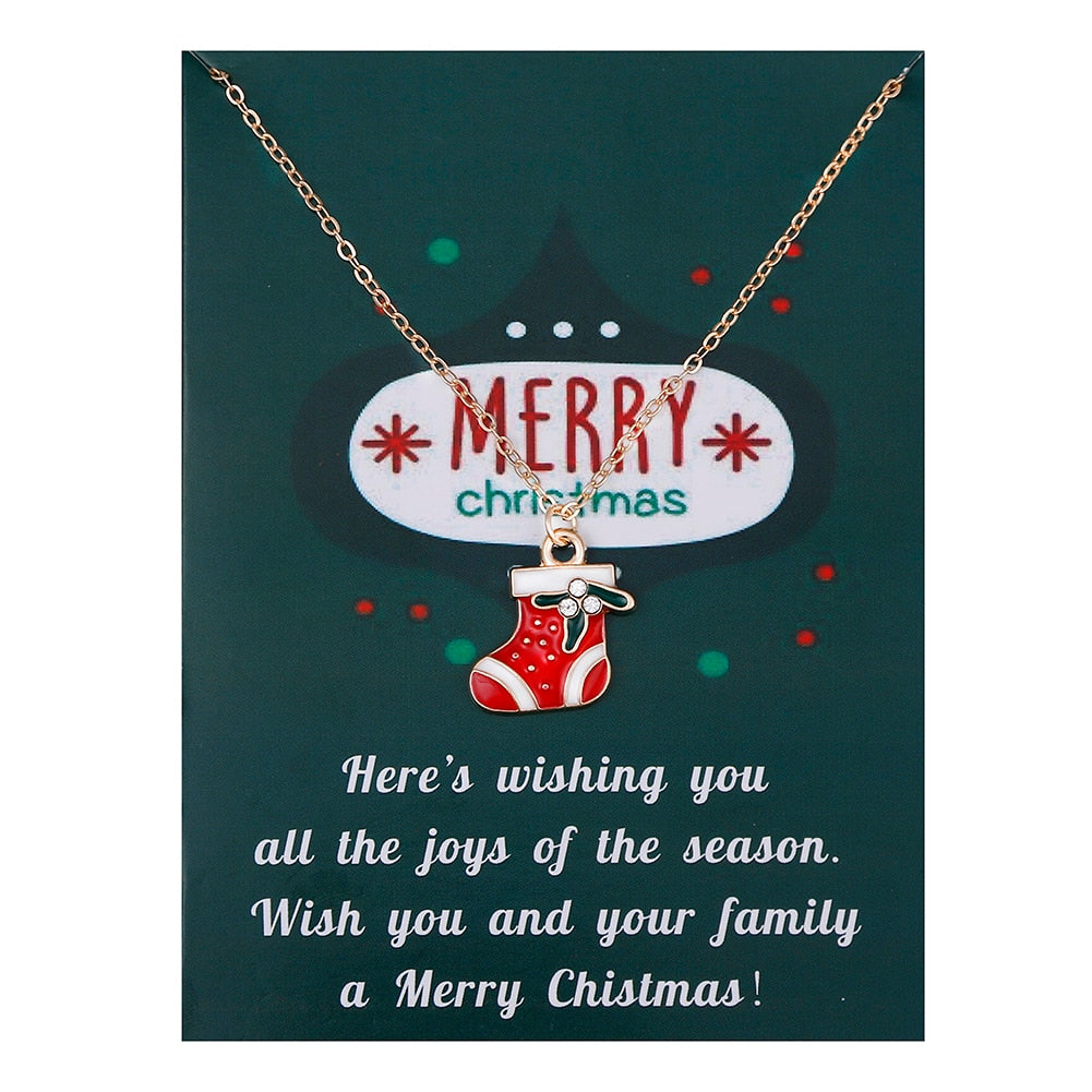 Christmas Gift Fashion Jewelry Christmas Ornaments Drip Oil Snowman Pendant Necklace