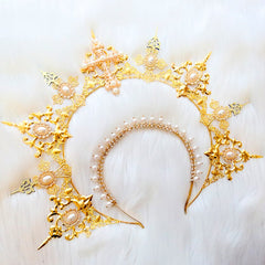 DIY Material Package Lolita Virgin Madonna halo golden oversized cross hair accessory  rhinestone headband