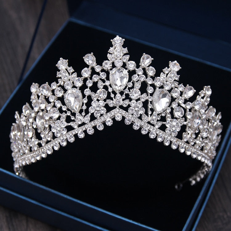 Aveuri Diverse Silver Color Gold Crystal Crowns Bride tiara Fashion Queen For Wedding Crown Headpiece Wedding Hair Jewelry Accessories