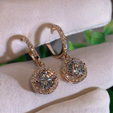 Aveuri  Versatile Classic Design Round Dangle Earrings For Women Dazzling Crystal CZ Engagement Wedding Jewelry Statement Earring