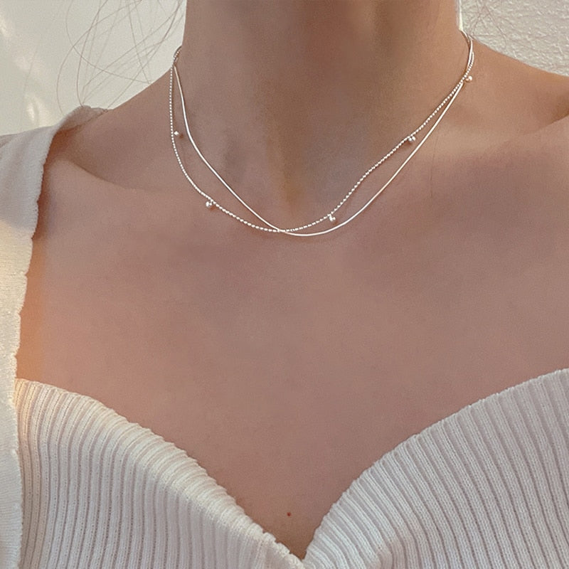 Christmas Gift New Clavicle Chain Shiny Bead Choker Exquisite Necklace For Women Fine Jewelry Wedding Gift NK119