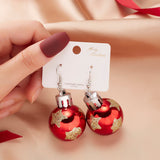 Christmas Gift Rinhoo Christmas Circle Round Heart Deer Elk Pendant Earrings Piercing Ear Hook Earring Jewelry for Women