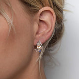 Aveuri Graduation gifts 585 Rose Gold Flower Leaf CZ Blue Stone Dangle Earrings for Women Girls Stylish Elegant Fashion Jewelry GE336