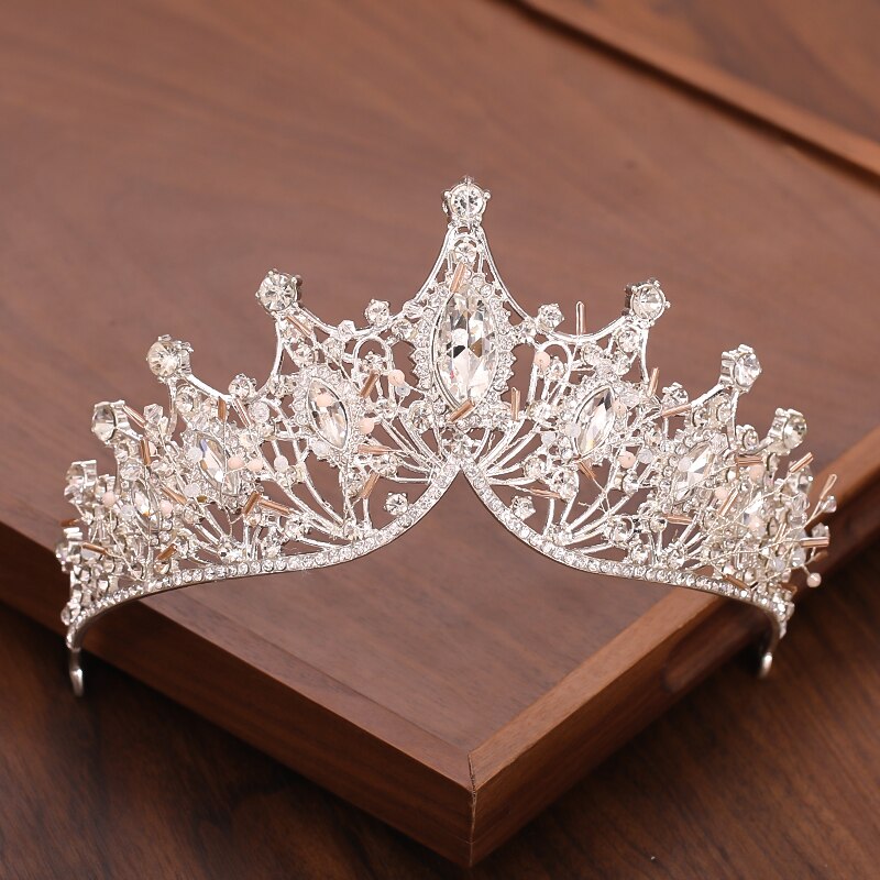 Bridal Crown And Tiara Headpiece Gold Silver Color Rhinestone Crystal Diadem Queen Crown Princess Tiaras Wedding Hair Jewelry