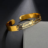 Christmas Gift Aveuri Customized Letter Name Bracelet Personalized Custom Bangles Women Men Rose Gold Stainless Steel Chrismas Jewelry Gift