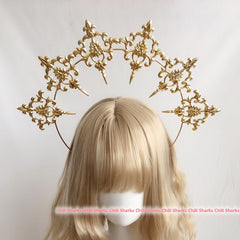 DIY Material Package Lolita Jewelry accessories embossed European style headband hollow crown  beaded headband