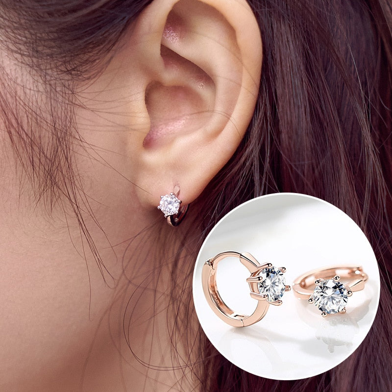 Aveuri Versatile Gold Hoop Earrings for Women Cartilage Septum Piercing Earing Imitation transparent stone Jewelry Korean Accesorios E094