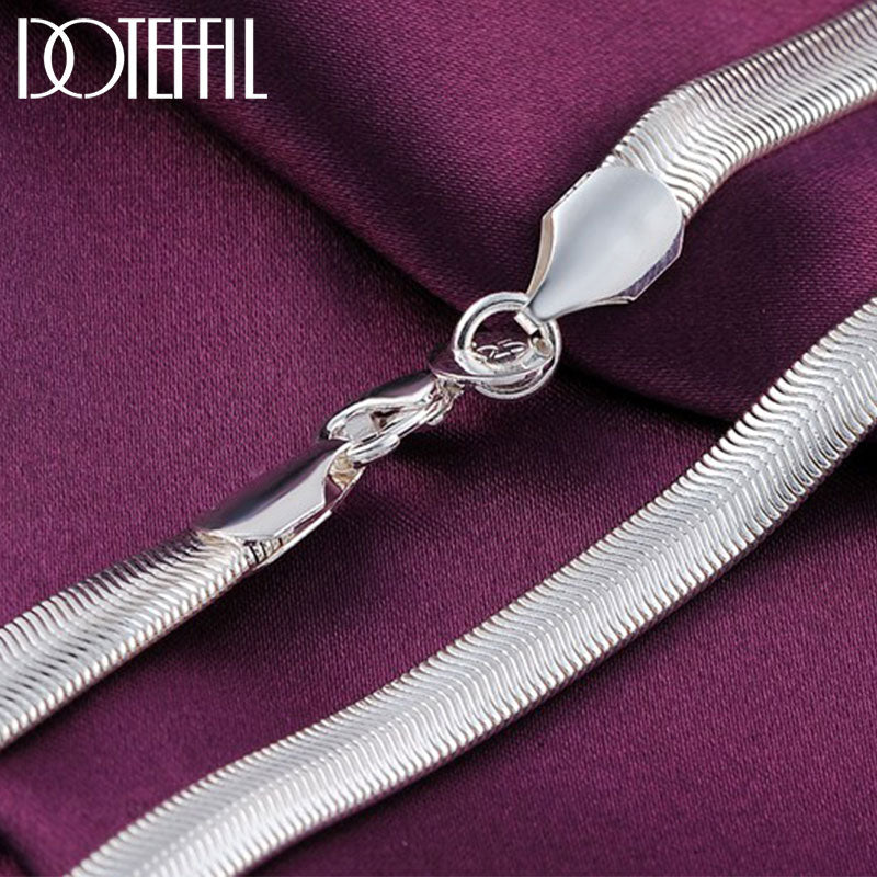 Aveuri Alloy 16/18/20/22/24 Inch 6mm Flat Snake Chain Necklace For Women Man Fashion Wedding Party Charm Jewelry
