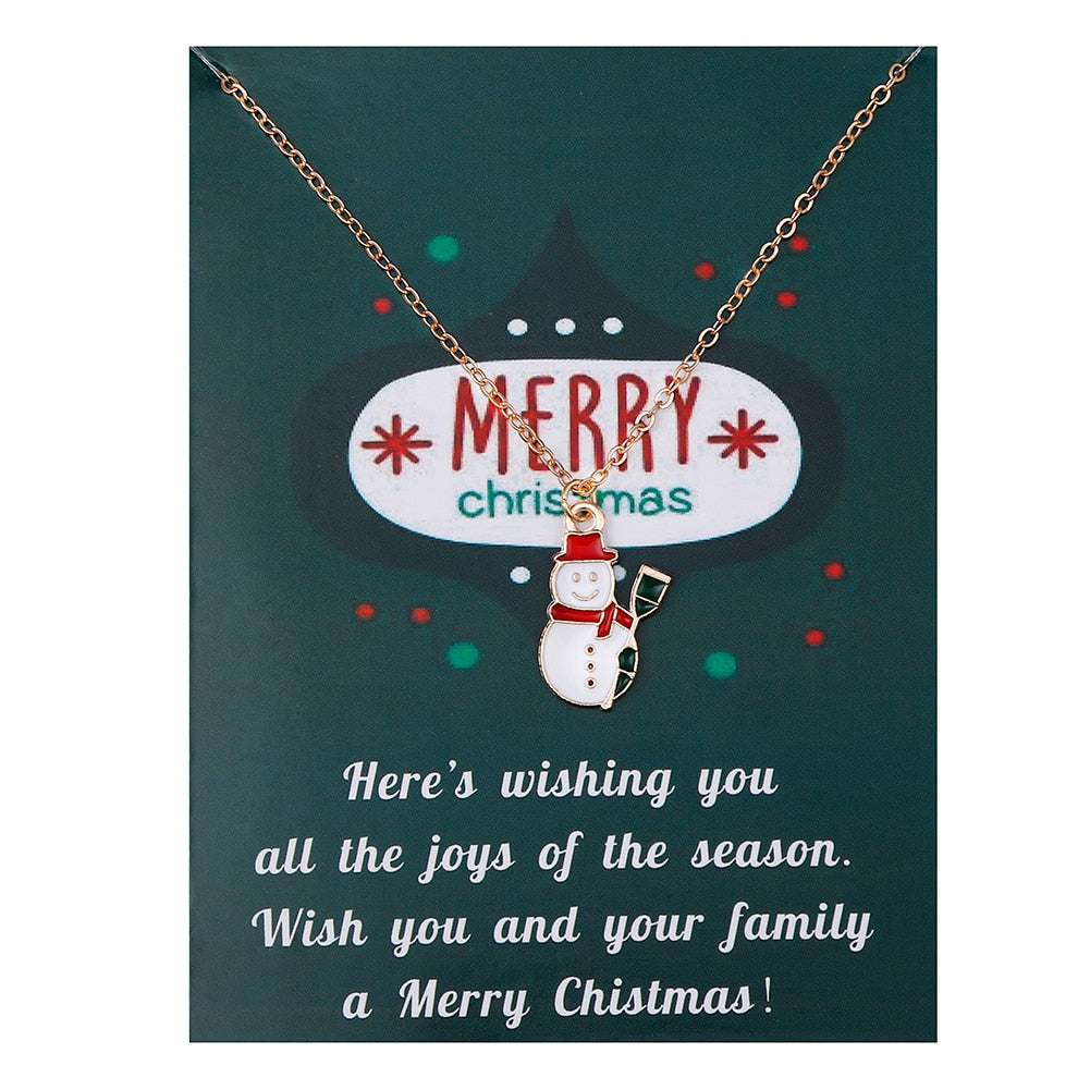 Christmas Gift Fashion Jewelry Christmas Ornaments Drip Oil Snowman Pendant Necklace