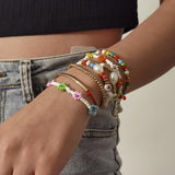 AVEURi 2023 Ethnic Handmade Baroque Pearl Bracelet Sets For Women Bohemian Summer Multilayer CCB Acryic Beads Bracelet New Jewelry