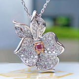 HOYON Encrusted Argyle Pink Princess Square Diamond Flower Pendant Color Treasure Jewelry Source