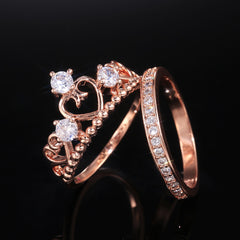 Aveuri Elegant Crown Bridal Sets Women Rings Wedding Engagement Ring for Queen Dazzling Crystal Zircon Female Trendy Jewelry Hot