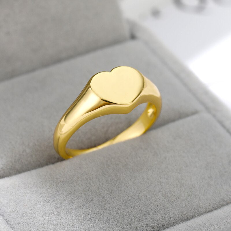 Aveuri Heart Ring For Women Stainless Steel Heart Lover Couple Rings Gold Color Simple Accessories Jewelry Gifts Valentine's Day Femme