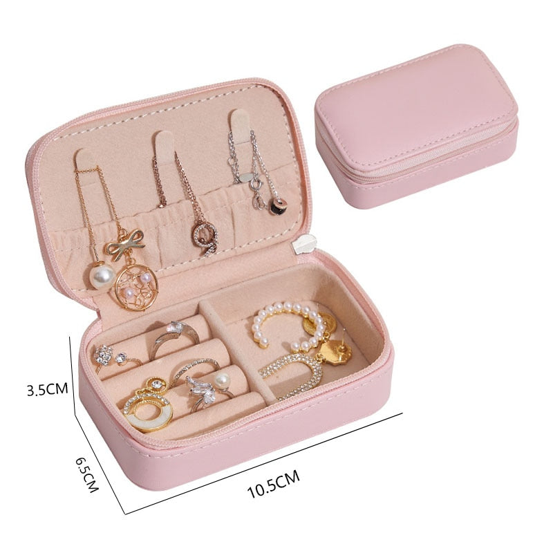 Christmas Gift Casegrace Mini Travel Jewelry Organizer Box Storage Case Girl Portable PU Leather Earring Ring Necklace Jewellery Case Organizer