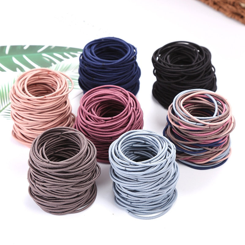 Aveuri Back to school  50Pcs/Bag Girls Elastic Hair Band Hair Rope Small Rubber Bands Ponytail Holder Women Girls Scrunchie Hair Tie Hair Accessories