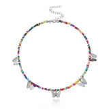 Christmas Gift New Bohemian Colorful Bead Neck Chain Choker Necklace butterfly Pendant Boho Jewelry 2023 Chocker Collar For Women Girl