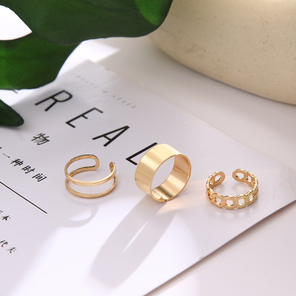 Aveuri 2023  Punk Fashion Rings For Women Men Gold Silver Color Ring Set Hiphop Simple Finger Rings Jewelry Party