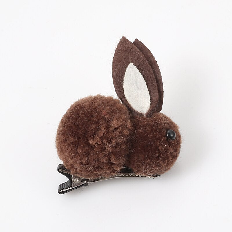 Back to school 2024 AVEURI Cute Hair Ball Rabbit Hair Clip Girl Plush Rabbit Ears Hair Clip 3D Plush Rabbit Hair Accessories Korea Simple Girl Headdress