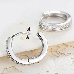 Graduation Gift  Luxury Silver Color Women Hoop Earrings Small Circle Dazzling CZ Delicate Female Party Earring Daily Wear Classic Jewelry