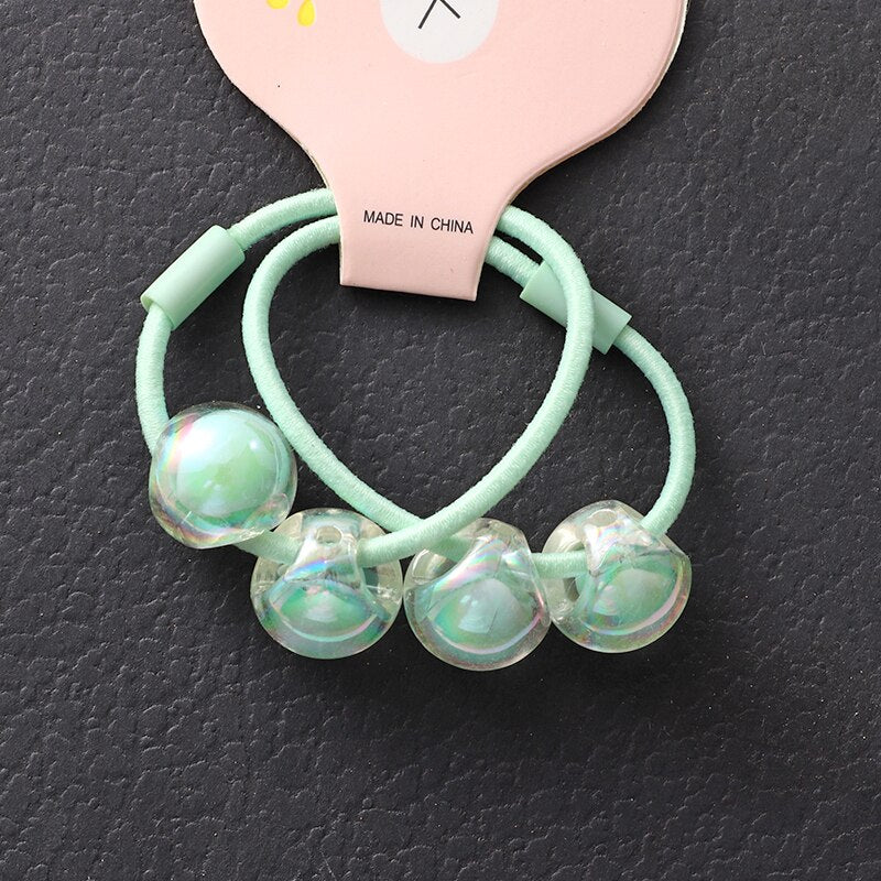 Back to school 2023 AVEURI A Pair Cute Baby Transparent Bear Hair Bands Hair Accessories Girls Hair Ring Rubber Band Elastic Hair Band Kids Headwear