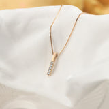 New Arrived 925 Sterling Silver Zircon Rhinestone Strip Shape Pendant Necklaces Women Hot Jewelry Accessories Gift
