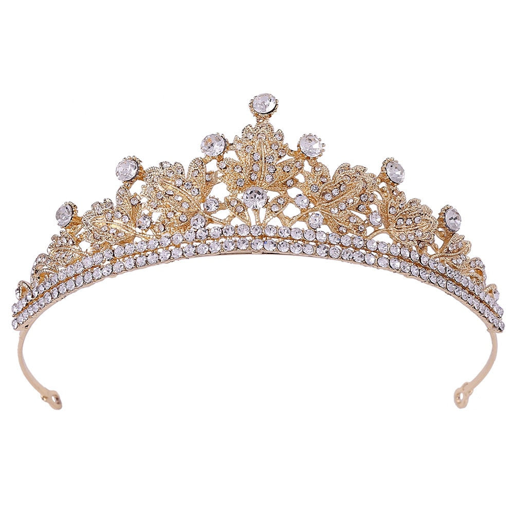 Aveuri Rhinestones Crown Tiaras Bridal Hair Jewelry Wedding Hair Accessories Women Bride Princess Crown Queen Party Headband A26