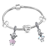 Christmas Gift Trendy Romantic 2023 Silver Color Charm Bracelet With Happy Family Strand Brand Bracelet For Women DIY Jewelry Making