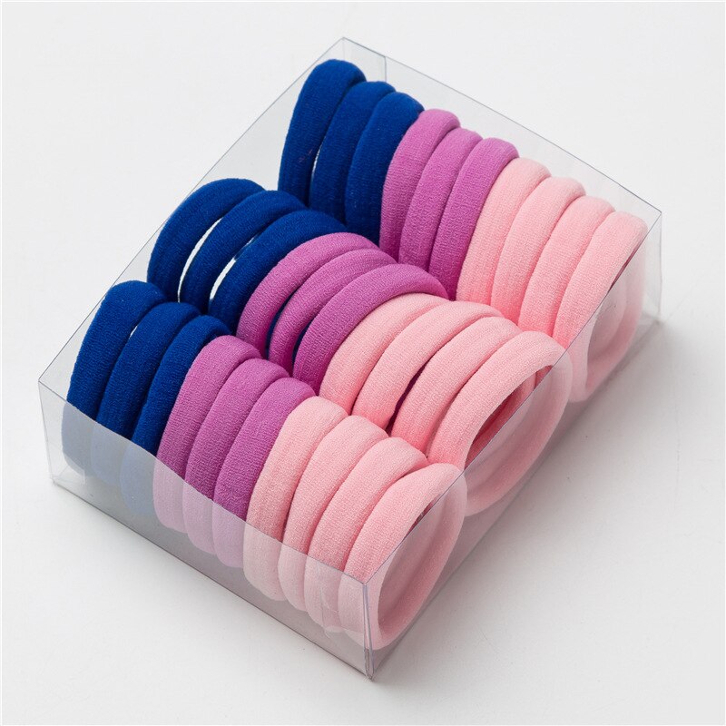 Aveuri Back to school  30Pcs Elastic Hair Accessories For Women Kids Black Pink Blue Rubber Band Ponytail Holder Gum For Hair Ties Scrunchies Hairband