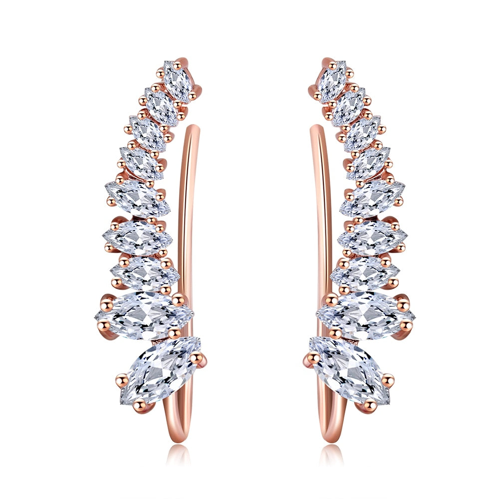 Aveuri Stud Earrings For Women Kpop Jewelry Zircon Rose Gold Color Piercing Earring Jewellery Women's Ear Cuffs Wholesale E534