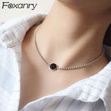 Aveuri Minimalist  Splicing Chain Necklace New Trend Punk Vintage Black Pendant Party Jewelry Lover Gifts