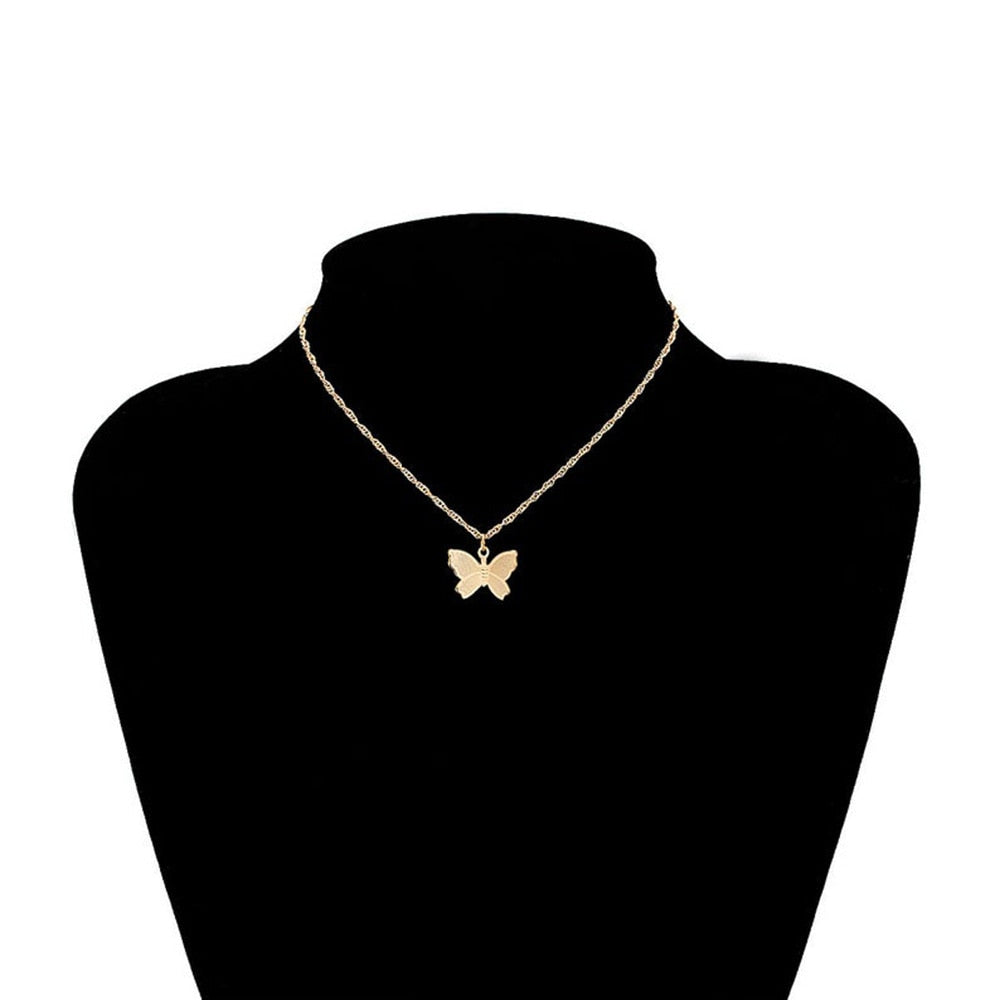 LATS Butterfly Choker Necklace For Women Gold color Chain Statement Collar Female Chocker Best Shining Jewelry Party 2023 New