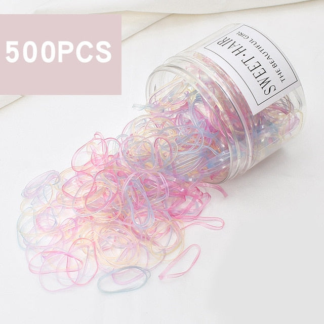 Back to school 2023 AVEURI 500Pcs Children's Hair Accessories Disposable Rubber Band Girls Baby Strong Pull Constant Black Small Hair Ring Color Head Rope