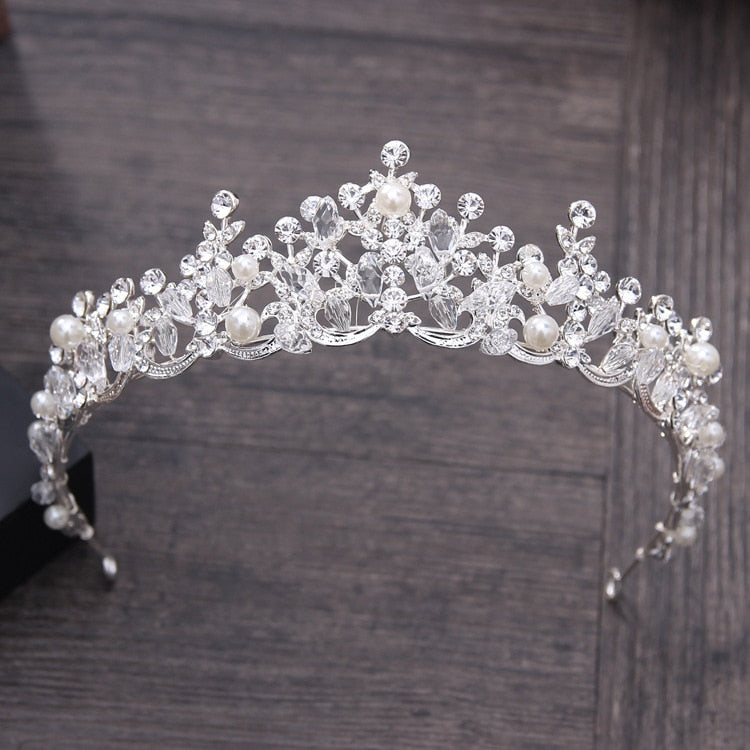 Aveuri Diverse Silver Color Gold Crystal Crowns Bride tiara Fashion Queen For Wedding Crown Headpiece Wedding Hair Jewelry Accessories