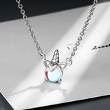 Christmas Gift Opal Unicorn Charm Pendant Necklace For Women Party Jewelry Choker Collar dz544
