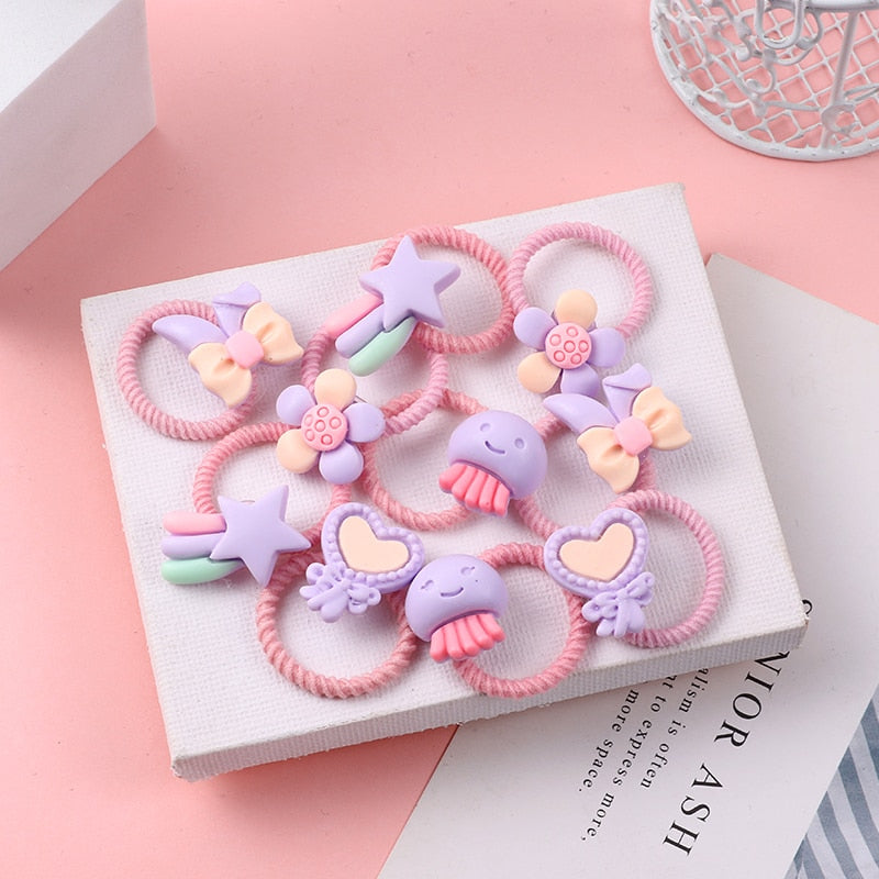 Back to school 2023 AVEURI 10PCS/Set Cute Cartoon Animals Hair Bands Girls Elastic Rubber Band Headwear Hair Accessories Kids Headband Ornaments Gift