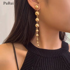 Aveuri CCB Material Beads Drop Earrings for Women Fashion Gold/Silver Color Long Dangle Earrings Trendy Jewelry 2023 Fashionable