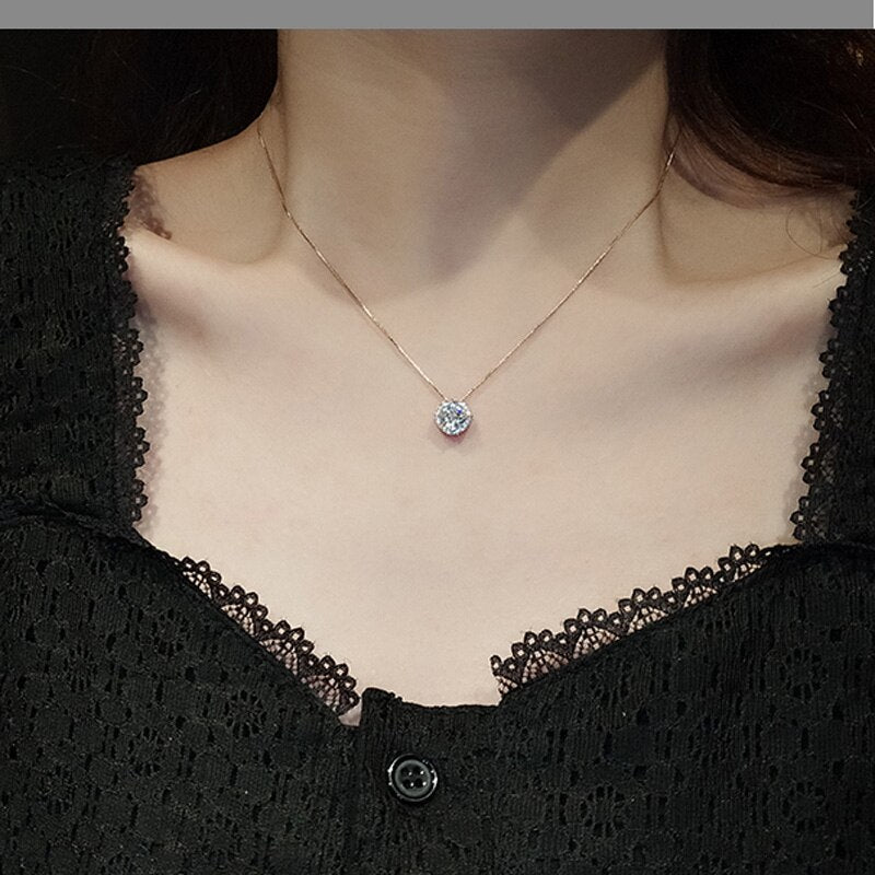 Christmas Gift Zircon Necklace Square Diamond Choker Necklace For Party Fashion Female Elegant Fine Jewelry NK067