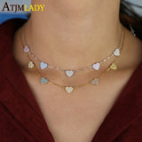 AVEURI Alloy colorful cz multi piece heart charm link chain necklace Girlfriend valentine'S day Gift faShion jewelry